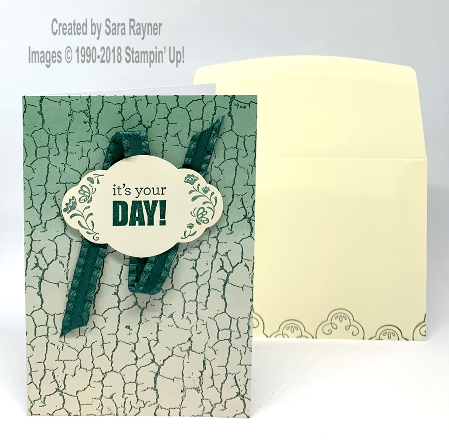 Delightfully Detailed Note Card with Crackle Paint background