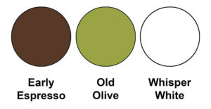 Colour combo of Early Espresso, Old Olive and Whisper White.