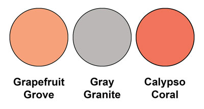 Colour combo of Grapefruit Grove, Gray Granite and Calypso Coral