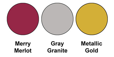 Colour combo of Merry Merlot, Gray Granite and metallic Gold