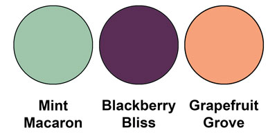 Colour combo of Mint Macaron, Blackberry Bliss and Grapefruit Grove