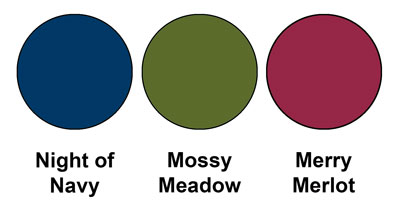 Colour combo of Night of Navy, Mossy Meadow and Merry Merlot