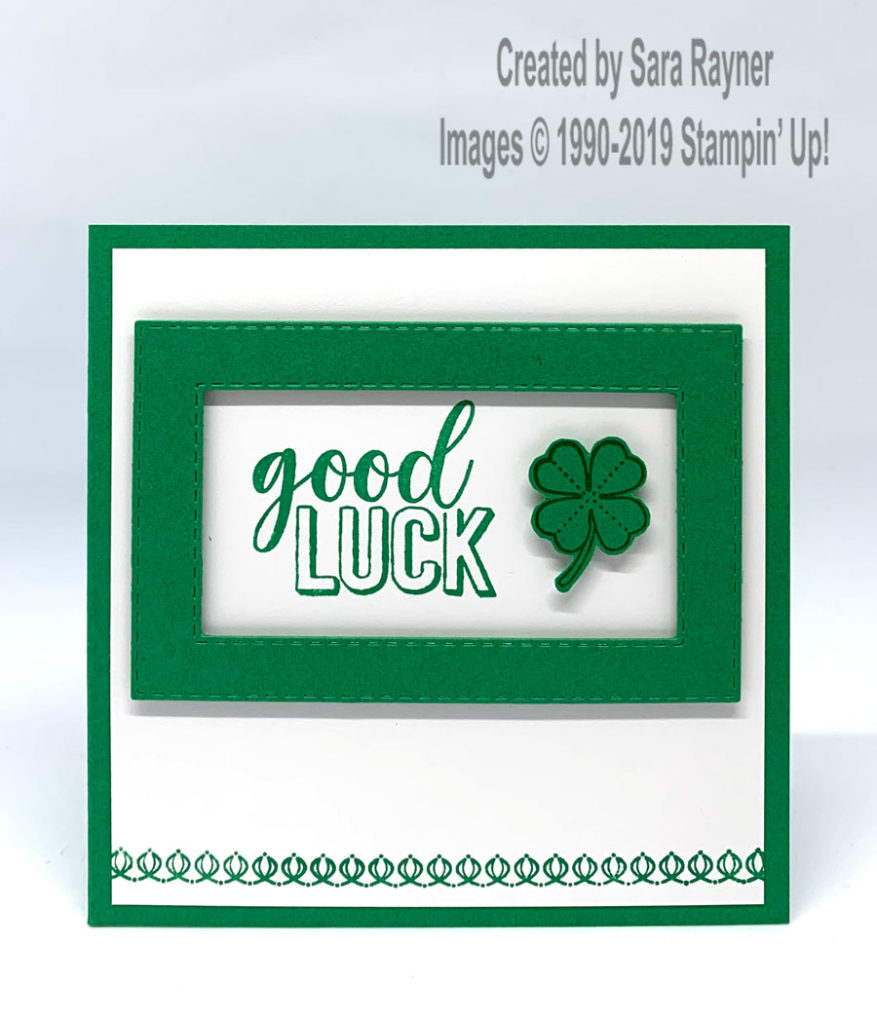 Good luck card using Amazing Life stamps in Call Me Clover Green.