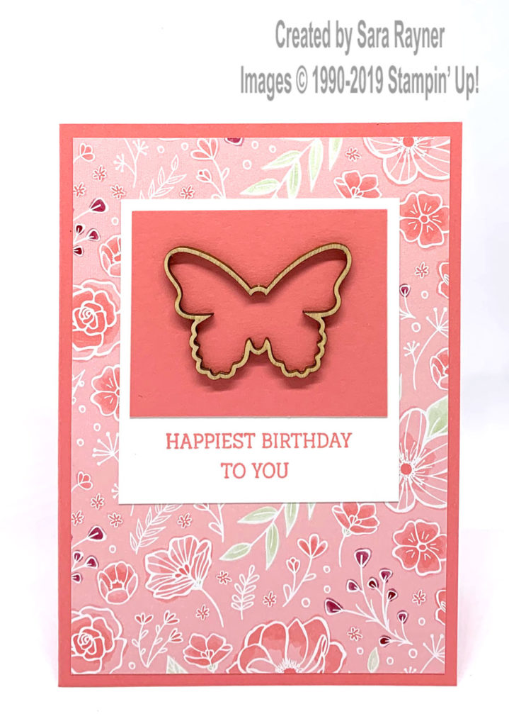 Birthday card using Butterfly Elements (SAB freebie and Needle & Thread stamp set