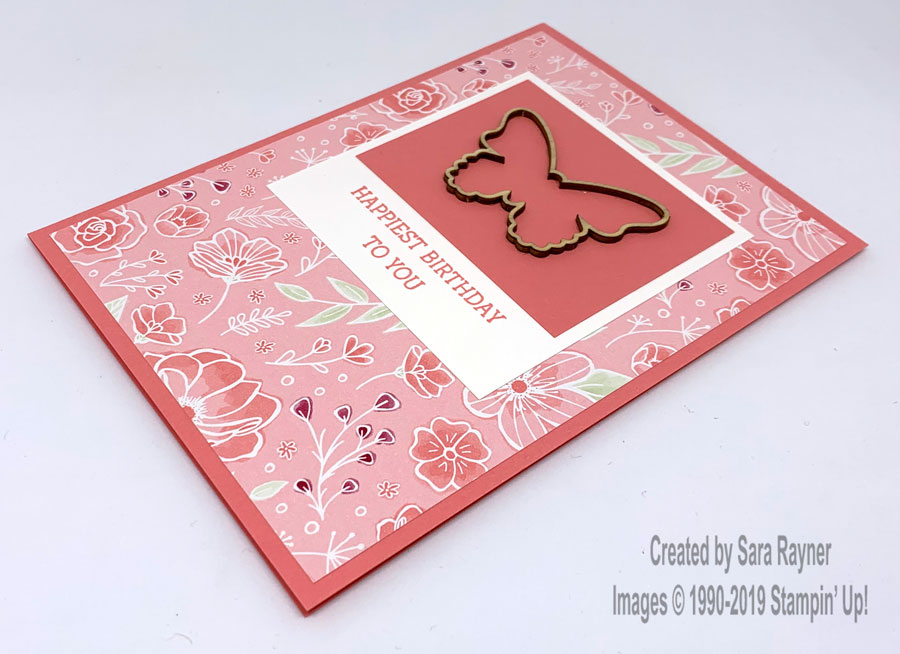 Birthday card using Butterfly Elements (SAB freebie and Needle & Thread stamp set