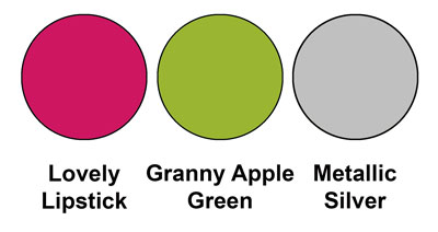 Colour combination mixing Lovely Lipstick, Granny Apple Green and Metallic Silver, all from Stampin' Up!