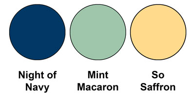 Colour combination mixing Night of Navy, Mint Macaron and So Saffron, all from Stampin' Up!
