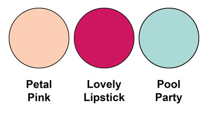 Colour combination mixing Petal Pink, Lovely Lipstick and Pool Party, all from Stampin' Up!