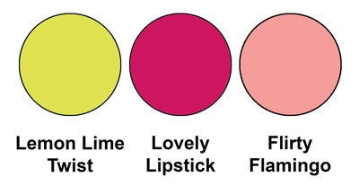 Colour combination mixing Lemon Lime Twist, Lovely Lipstick and Flirty Flamingo, all from Stampin' Up!