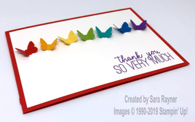 Rainbow butterfly thank you card