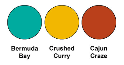 Colour combination mixing Bermuda Bay, Crushed Curry and Cajun Craze, all from Stampin' Up!