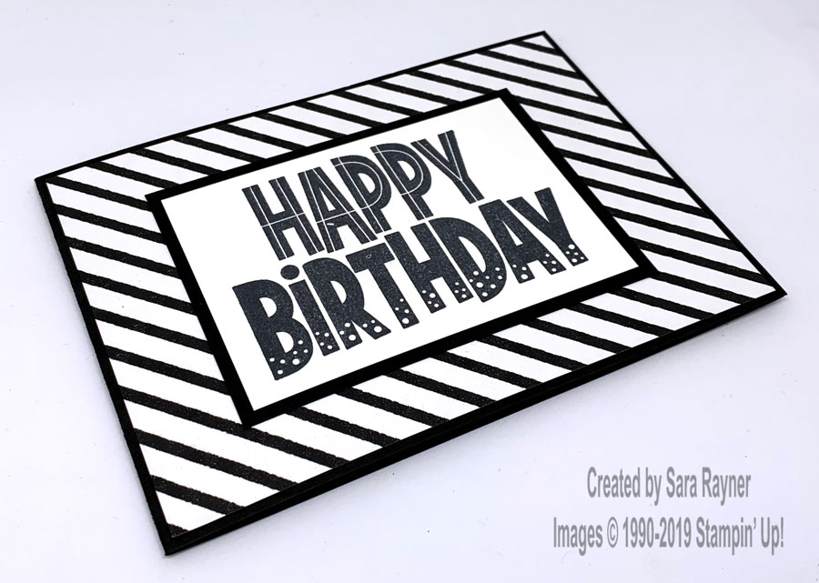 Black and white One For All birthday card with Botanical Butterfly DSP (Sale-a-bration freebie) background