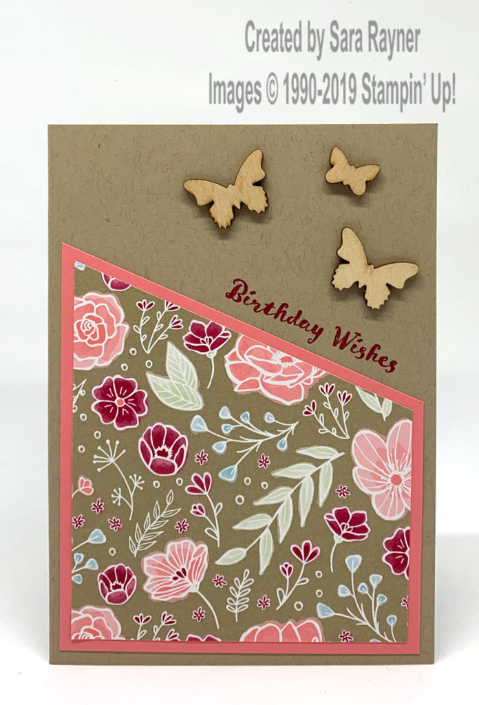 Feminine birthday card with Butterfly Elements (Sale-a-bration freebie) with Itty Bitty Birthdays stamps and All My Love DSP.