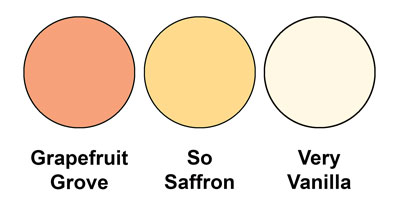 Colour combination mixing Grapefruit Grove, So Saffron and Very Vanilla, all from Stampin' Up!