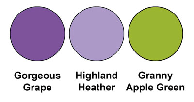Colour combination mixing Gorgeous Grape, Highland Heather and Granny Apple Green, all from Stampin' Up!
