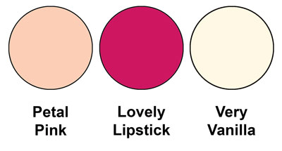 Colour combination mixing Petal Pink, Lovely Lipstick and Very Vanilla, all from Stampin' Up!