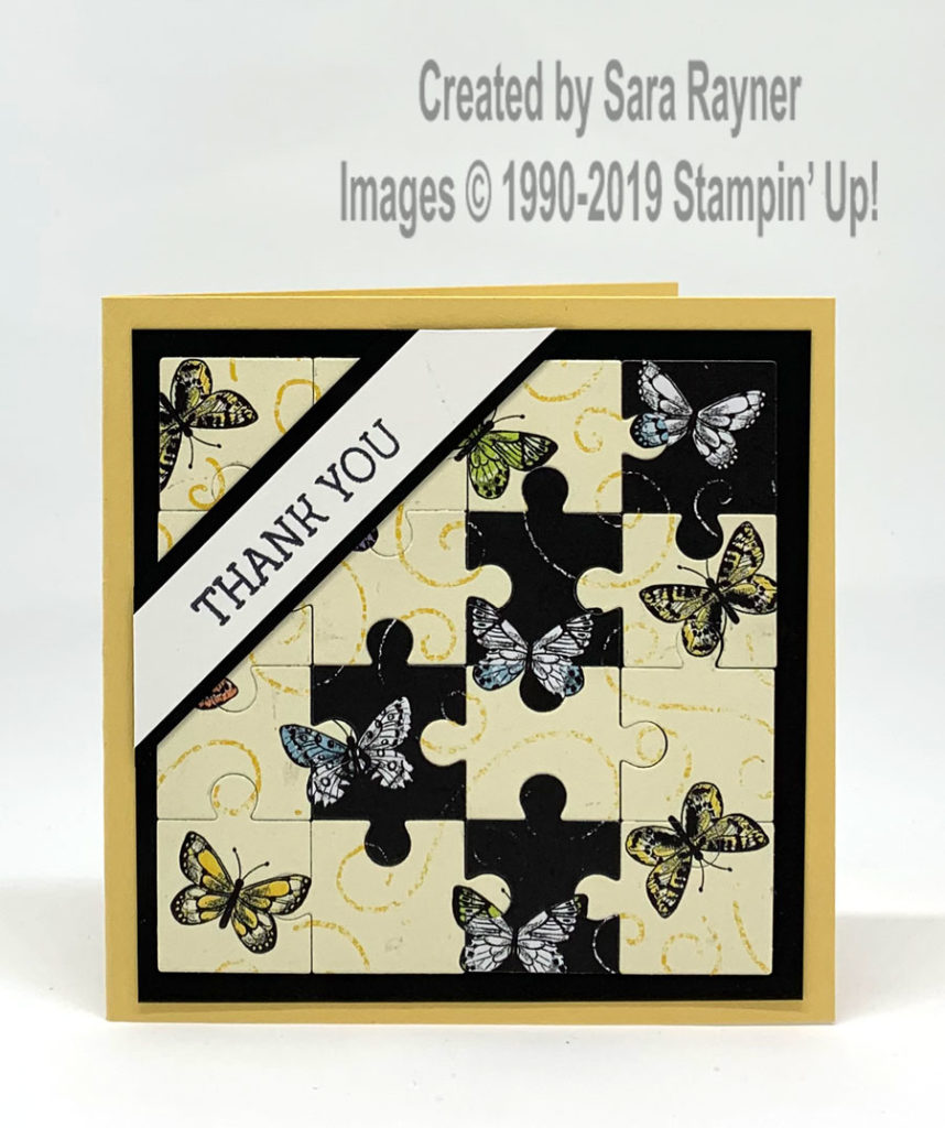 Puzzle Pieces die cut from Botanical Butterfly DSP (Sale-a-bration freebie)