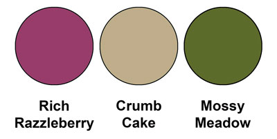 The colour combination mixes Rich Razzleberry, Crumb Cake and Mossy Meadow, all from Stampin' Up!