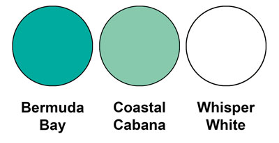 The colour combo mixes Bermuda Bay, Coastal Cabana and Whisper White, all from Stampin' Up!