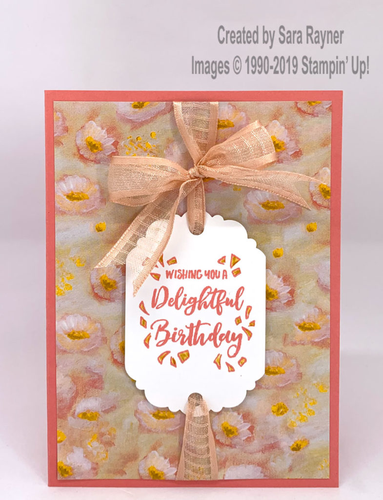 Birthday card combining Perennial Essence DSP and Delightful Day bundle.
