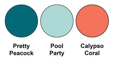 The colour combo mixes Pretty Peacock, Pool Party and Calypso Coral, all from Stampin' Up!.