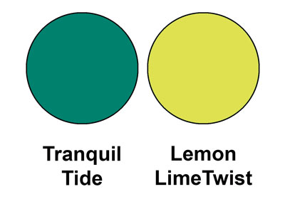 Two tone colour combo mixing Tranquil Tide and Lemon Lime Twist, both from Stampin' Up!