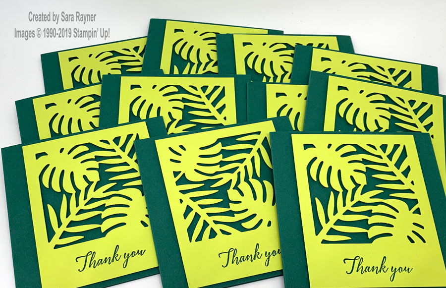 A batch of Tranquil Tropical Thanks cards.