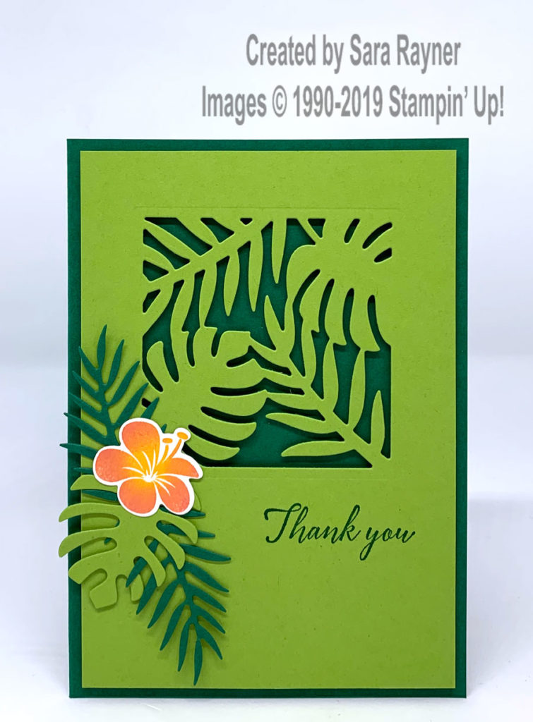 Tropical Chic die cut thank you card.