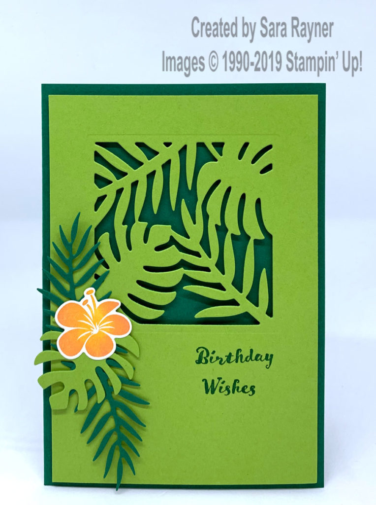 Tropical Chic die cut birthday card.