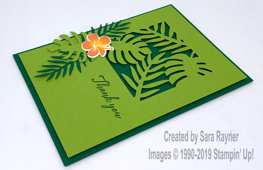 Tropical Chic die cut thank you card.