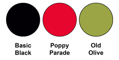 Colour combo mixing Basic Black, Poppy Parade and Old Olive, all from Stampin' Up!