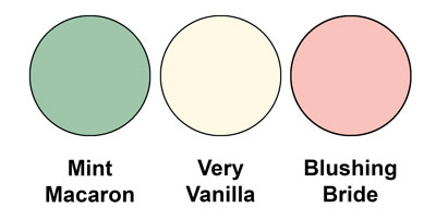 This colour combo mixes Mint Macaron, Very Vanilla and Blushing Bride, all from Stampin' Up!