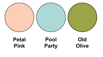 Colour combo mixing Petal Pink, Pool Party and Old Olive, all from Stampin' Up!