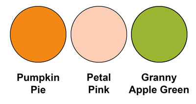 Colour combo mixing Pumpkin Pie, Petal Pink and Granny Apple Green, all from Stampin' Up!