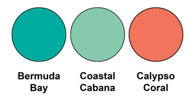 Colour combo mixing Bermuda Bay, Coastal Cabana and Calypso Coral, all from Stampin' Up!