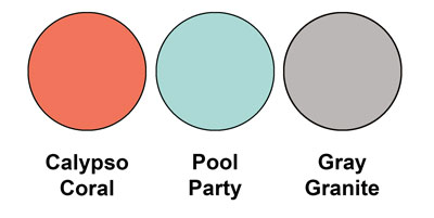 Colour combo mixing Calypso Coral, Pool Party and Gray Granite, all from Stampin' Up!