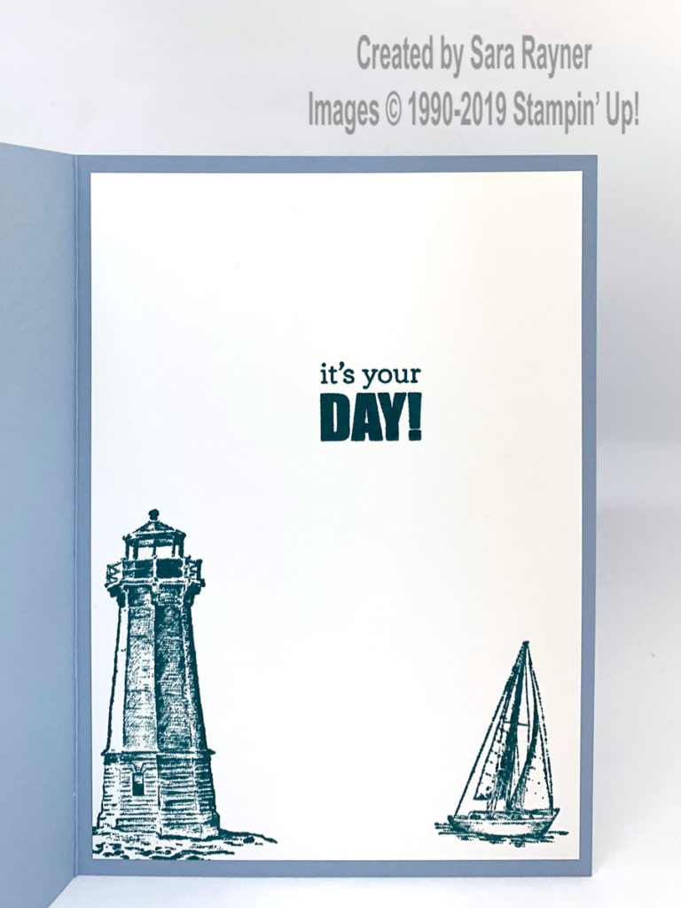 Insert using Sailing Home and Itty Bitty Birthdays stamps.
