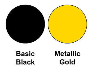 This colour combo mixes Basic Black and Metallic Gold.