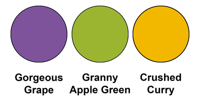 Colour combo mixing Gorgeous Grape, Granny Apple Green and Crushed Curry.