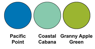 This colour combo mixes Pacific Point, Coastal Cabana and Granny Apple Green.