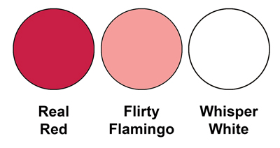 This colour combo mixes Real Red, Flirty Flamingo and Whisper White.