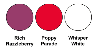 This colour combo mixes Rich Razzleberry, Poppy Parade and Whisper White.
