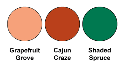 Colour combo mixing Grapefruit Grove, Cajun Craze and Shaded Spruce.