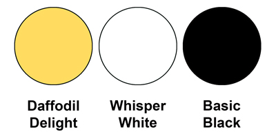 Colour combo mixing Daffodil Delight,  Whisper White and Basic Black.