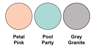 Colour combo mixing Petal Pink, Pool Party and Gray Granite.