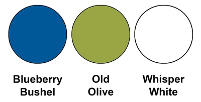 Colour combo mixing Blueberry Bushel, Old Olive and Whisper White.