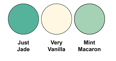 Colour combo mixing Just Jade, Very Vanilla and Mint Macaron.