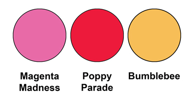 Colour combo mixing Magenta Madness, Poppy Parade and Bumblebee.