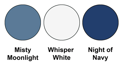 Colour combo mixing Misty Moonlight, Whisper White and Night of Navy.