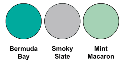 Colour combo mixing Bermuda Bay, Smoky Slate and Mint Macaron.